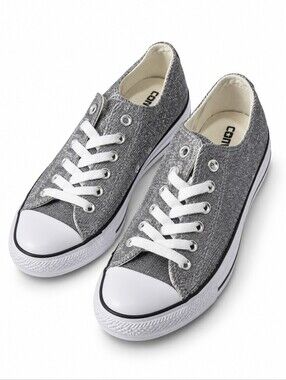 EUC Like New Converse Chuck Taylor All Star Metallic Silver Sparkle Sneakers 7.5